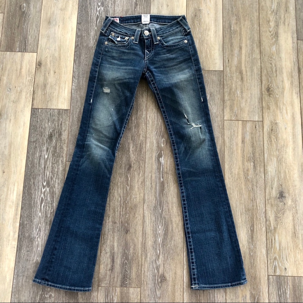 True Religion 25 Destructed Bootcut flare jeans